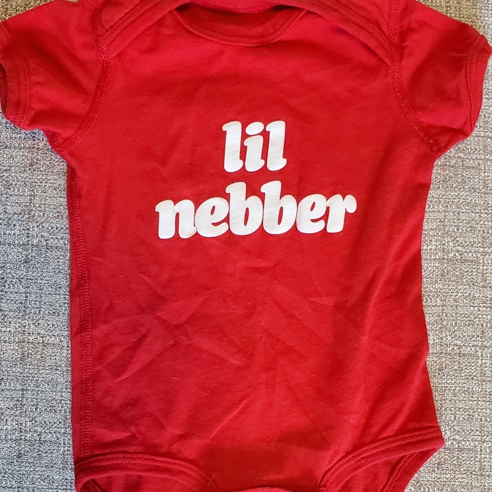 Pittsburgh-ese Red Unisex Onsie - size 6-12m